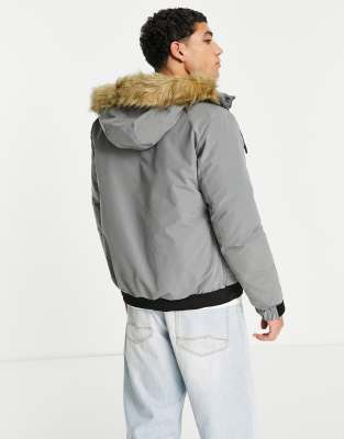 grey short parka