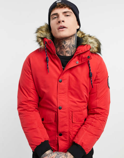 Jack & jones originals short shop parka with faux fur hood