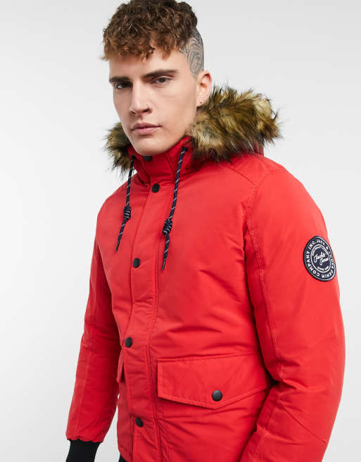 Jack & jones originals short sale parka with faux fur hood