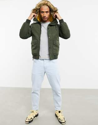 Jack & jones parka with faux fur discount hood