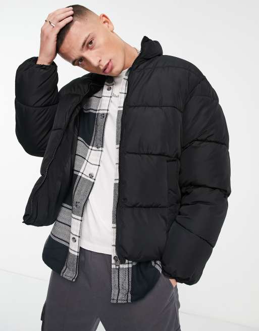 Black short shop puffer jacket