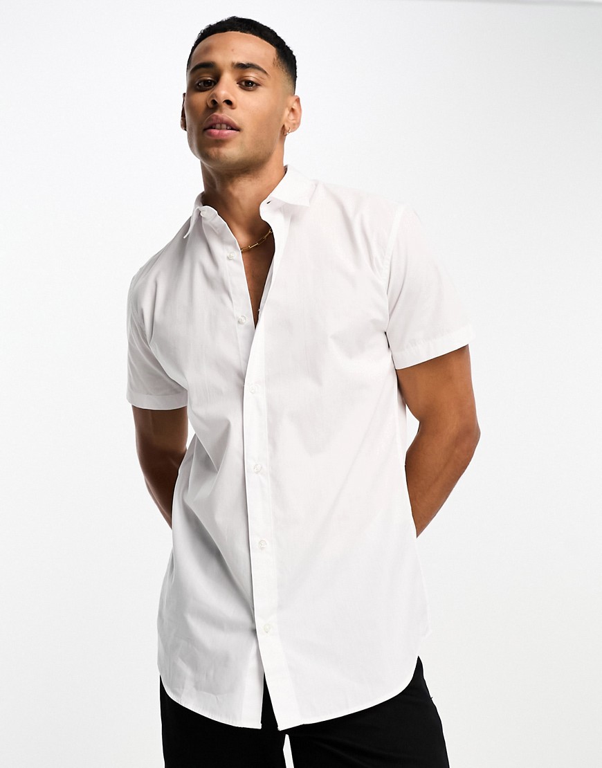 Jack & Jones Originals short sleeve smart shirt in white
