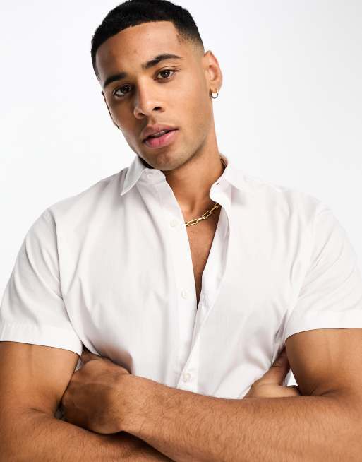 Jack & Jones Originals short sleeve smart shirt in white, 3 of 4