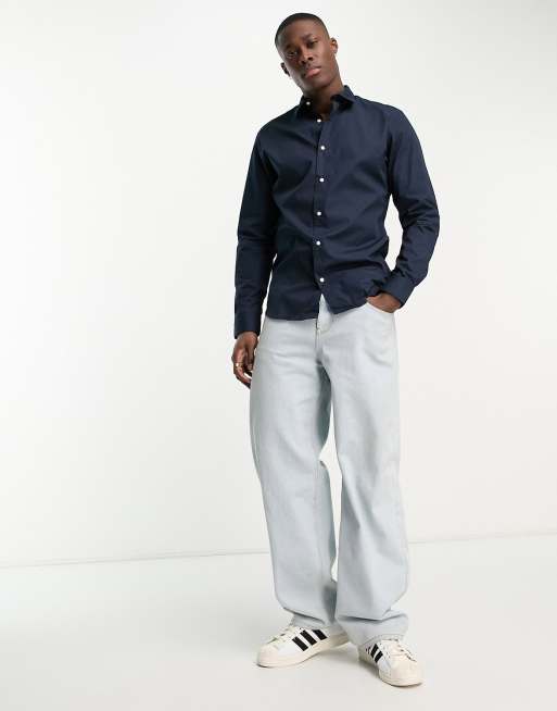 Jack & Jones Originals smart shirt in navy , 3 of 4