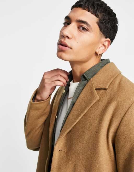 Jack & Jones Originals - Soprabito in misto lana color cuoio, 3 di 4