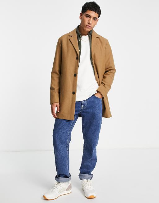 Jack & Jones Originals - Soprabito in misto lana color cuoio, 4 di 4