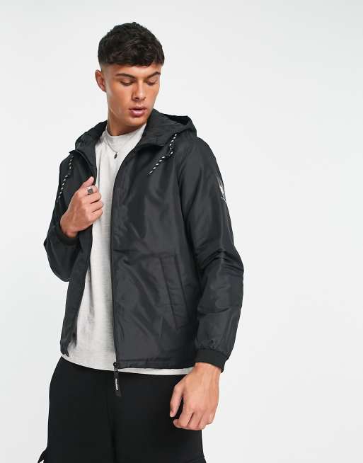 Jack & Jones - Originals - Sort jakke med hætte og lynlås 