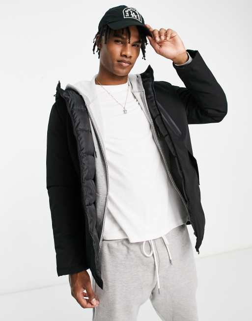 Jack & Jones Originals - Sort parka i tech-stof 