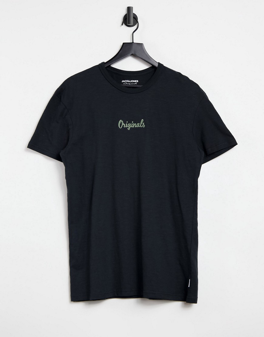 Jack & Jones Originals - Sort T-shirt med neonlogo