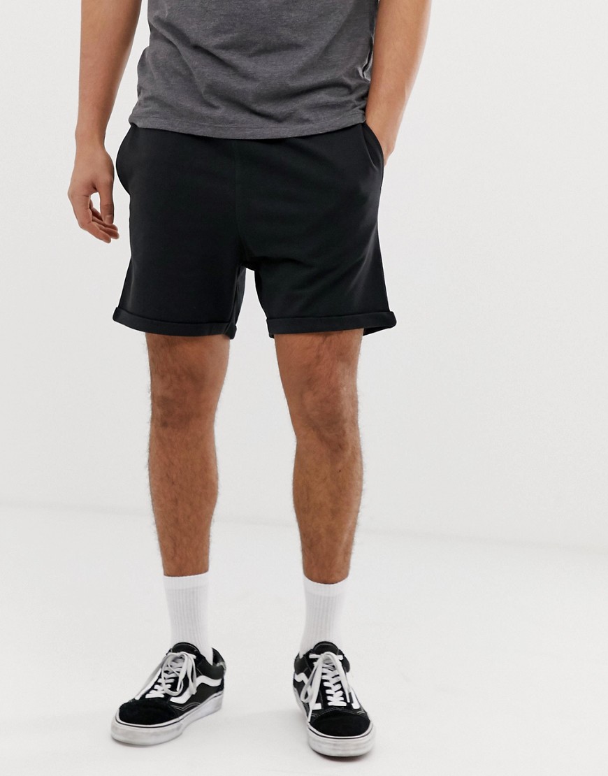 Jack & Jones – Originals – sorte shorts i jersey med snøre med løbesnor