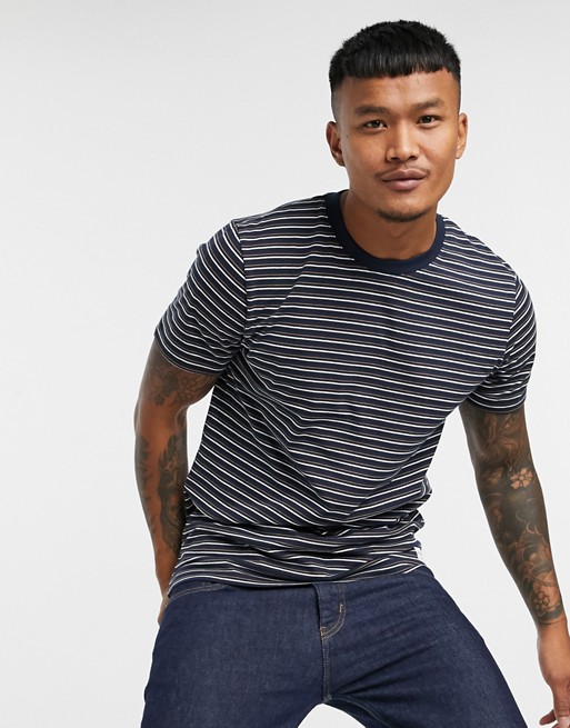 Jack & Jones Originals striped organic cotton t-shirt in navy