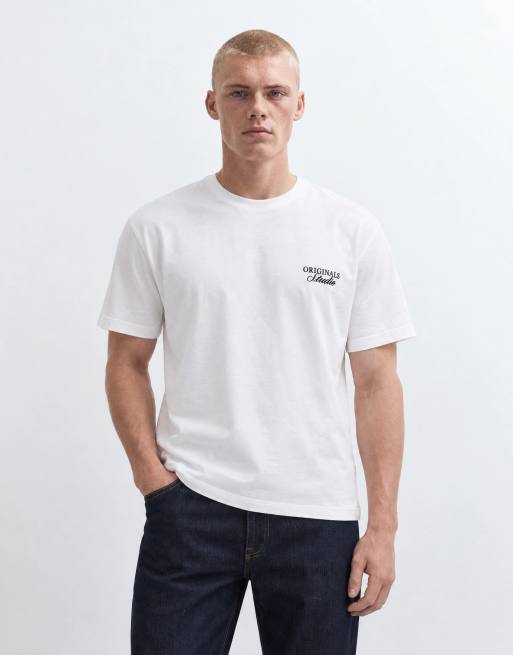 Jack & Jones originals studio backprint t-shirt in white, 6 of 9