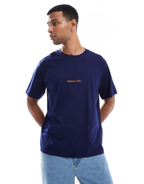 Jack & Jones Originals Studio oversized t-shirt in navy and gold - view 1