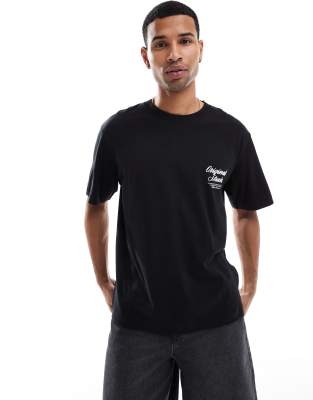Jack & Jones Originals Studio Oversized T-shirt With Script Back Print In Black