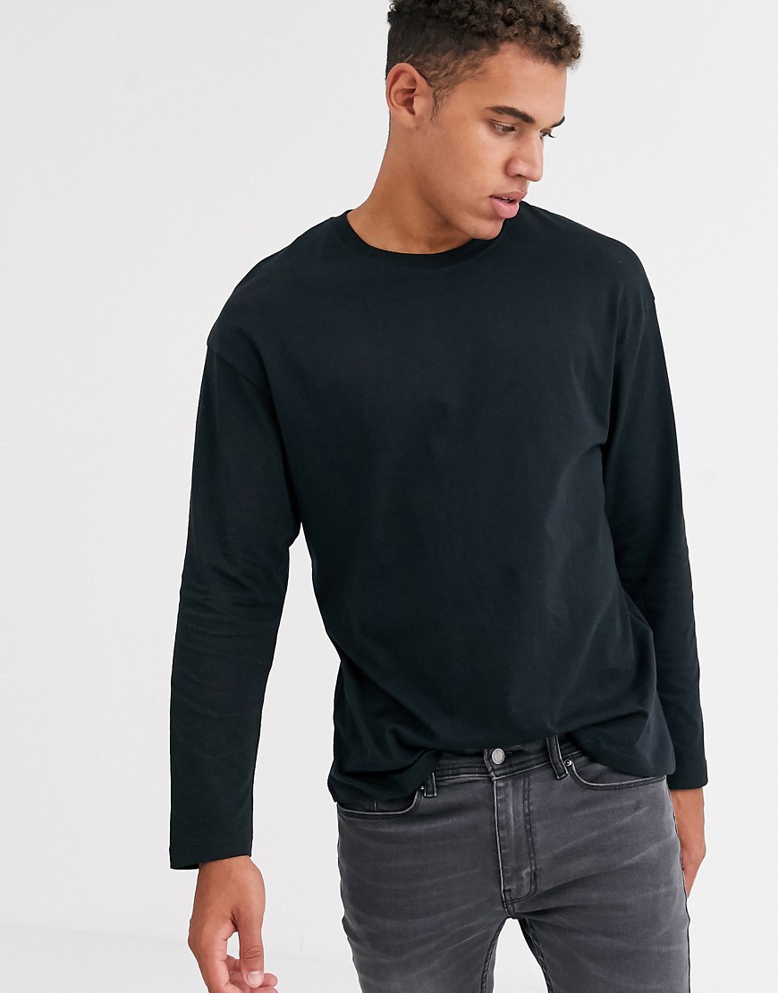 Jack & Jones – Originals – Svart långärmad t-shirt i oversize-modell