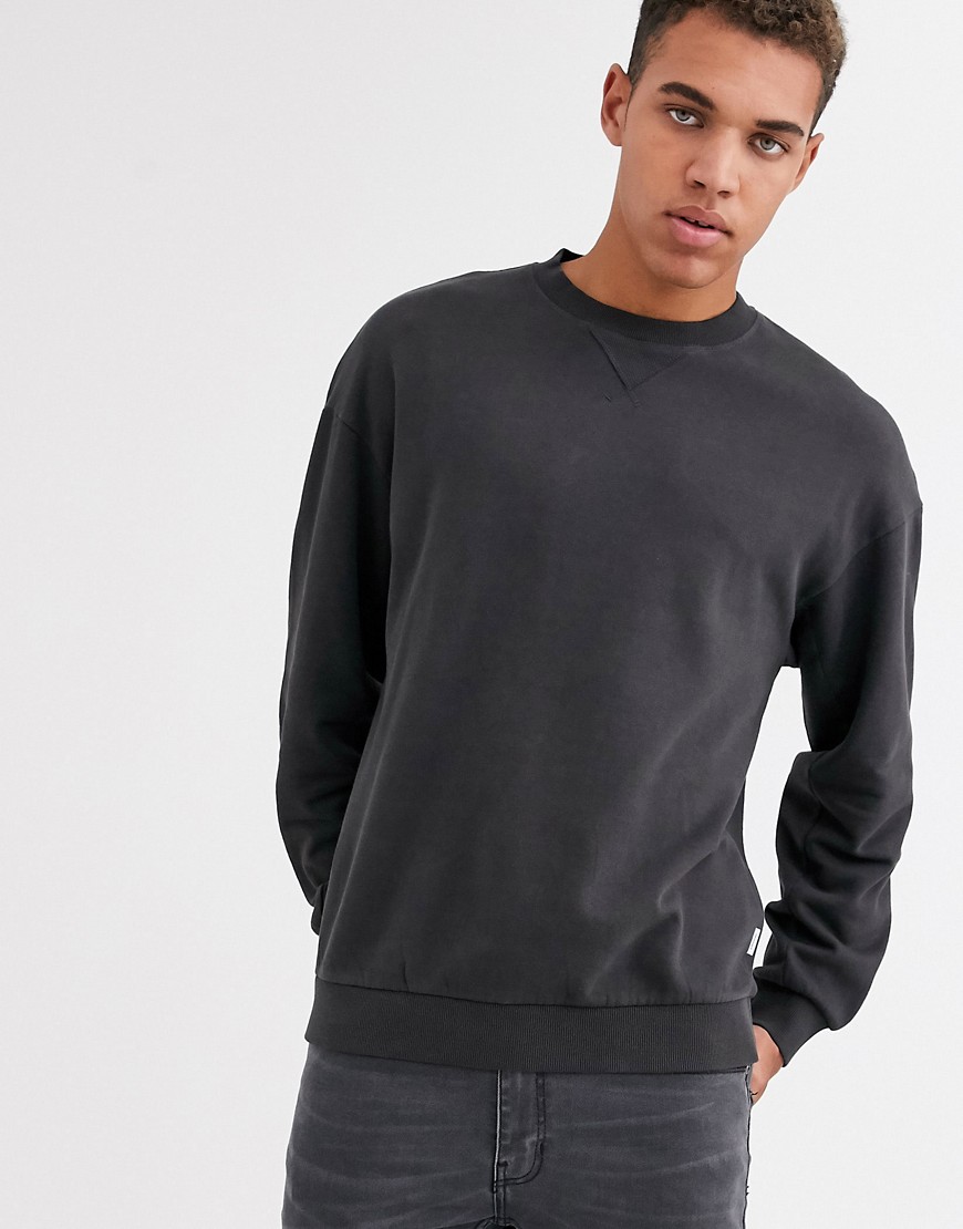 Jack & Jones – originals – svart sweatshirt med rund halsringning i oversize-modell