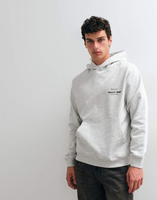 Jack & Jones - Originals - Sweat à capuche oversize avec imprimé au dos - Gris clair, 2 de 5