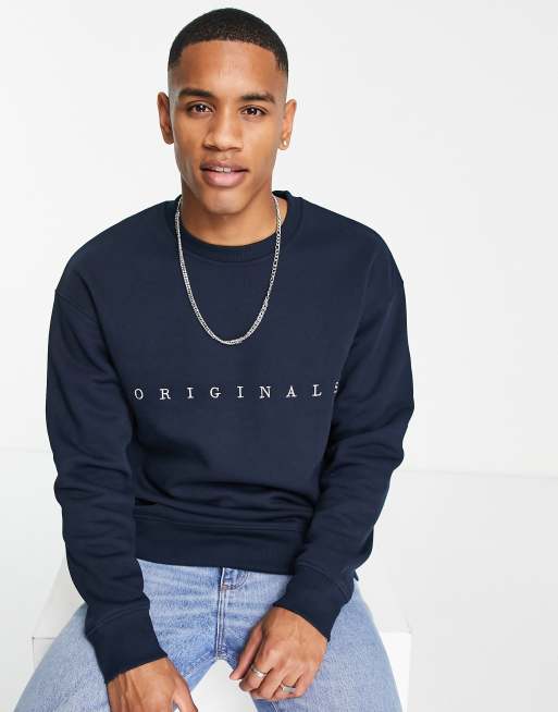 Sweat jack and jones bleu marine hot sale