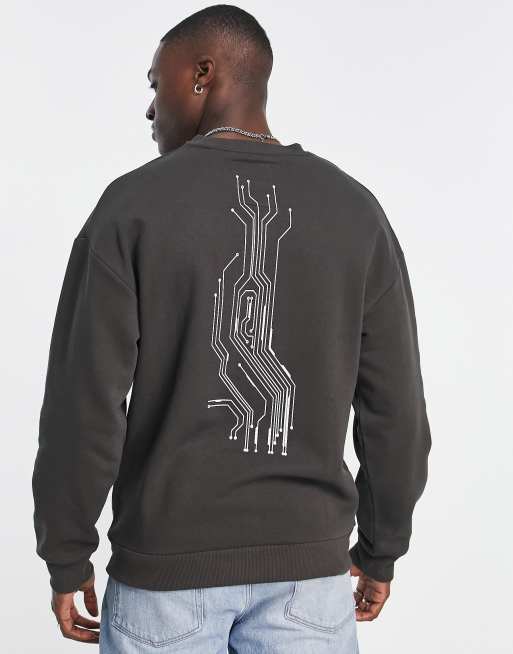 Jack & Jones Originals - Sweat oversize avec imprimé Connection au dos - Gris foncé