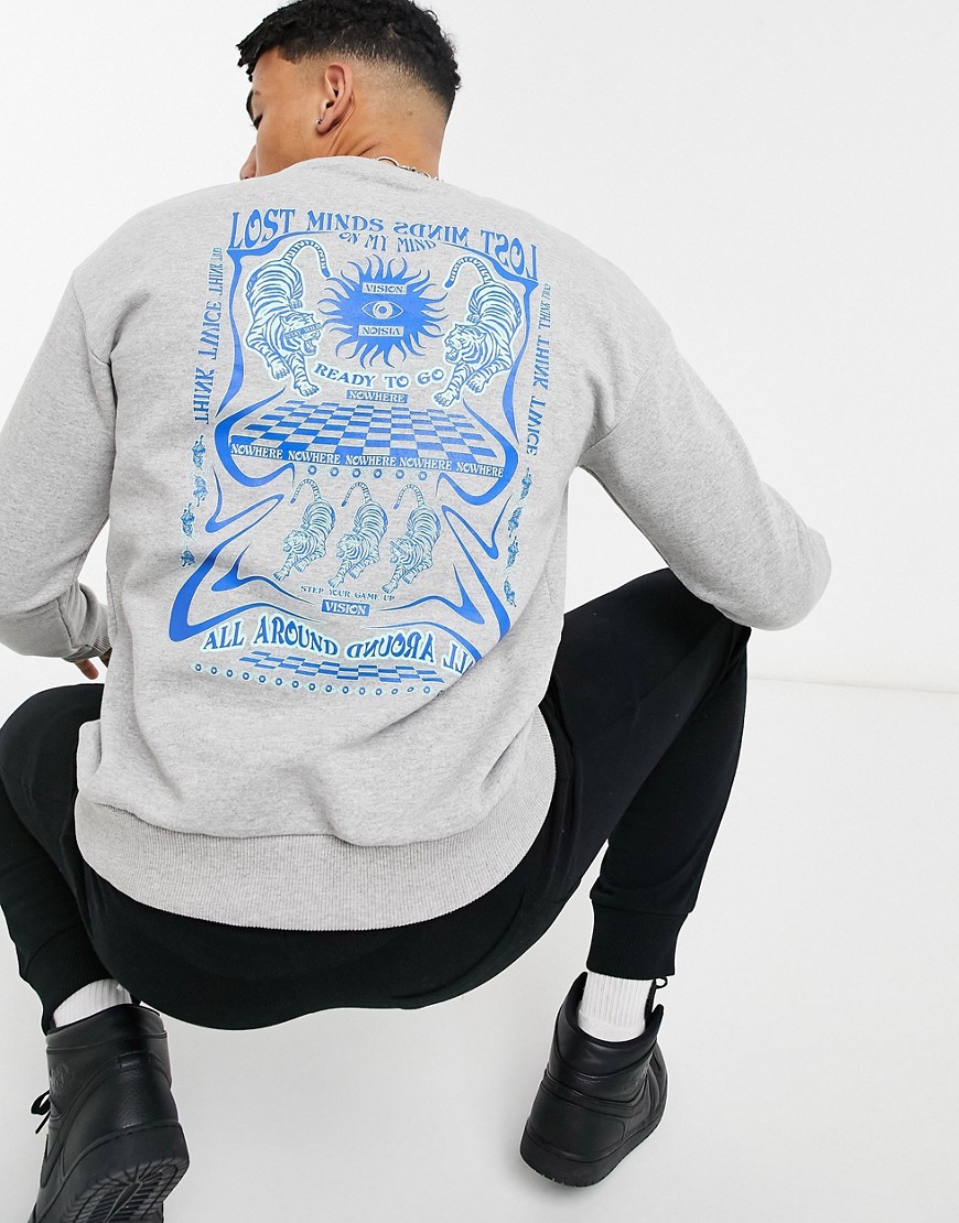 Jack & Jones Originals sweatshirt in relaxed fit with 'Lost Minds' back print in gray-Grey