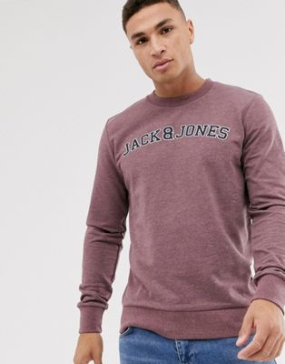 Jack & Jones – Originals – Sweatshirt med rund halsringning och stor script-logga-Röd