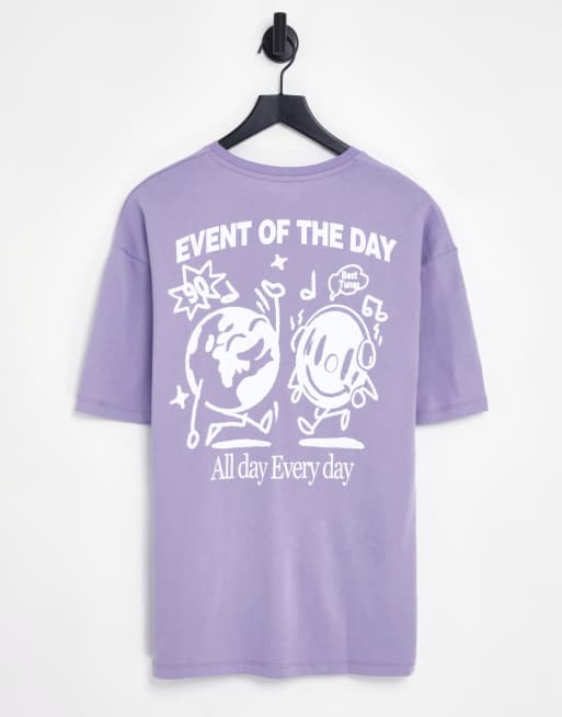 Jack & Jones – Originals – Syrénlila t-shirt i oversize med Event-tryck baktill