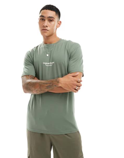 Jack & Jones oversized originals print t-shirt in sage green 