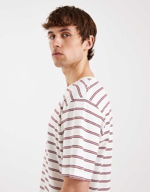 Jack & Jones Originals - T-shirt à rayures - Crème et bordeaux, 4 de 5