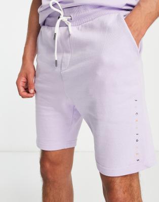 Jack & Jones Jack & Jones Originals t-shirt and shorts set with logo in lilac-Purple