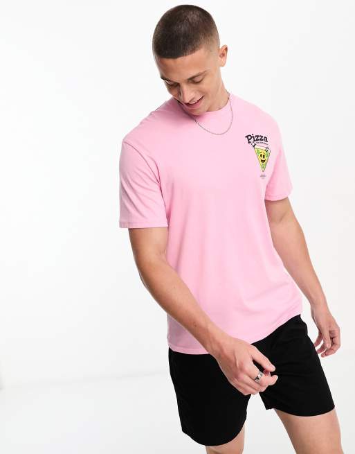 Jack & Jones Originals - T-shirt avec imprimé pizza au dos - Rose, 2 de 4