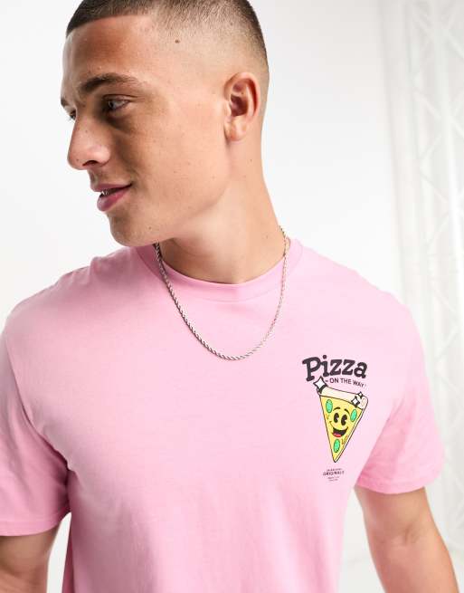 Jack & Jones Originals - T-shirt avec imprimé pizza au dos - Rose, 4 de 4