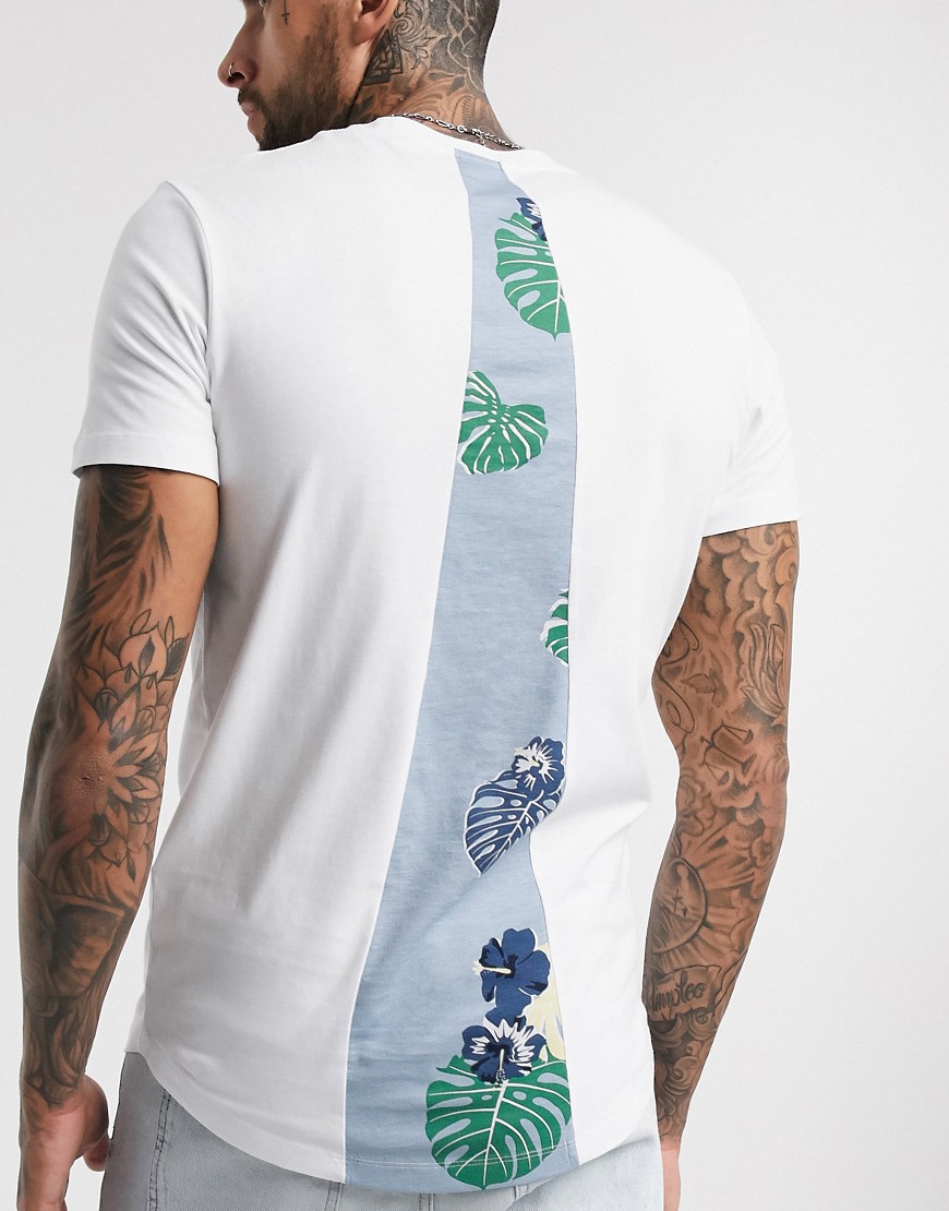 Jack & Jones Originals - T-shirt bianca con fondo arrotondato e stampa sul retro-Bianco