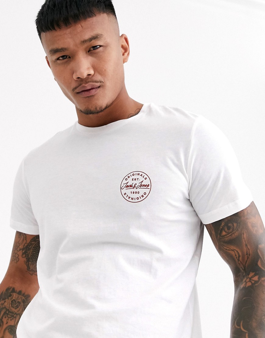 Jack & Jones Originals - T-shirt bianca con logo a stemma-Bianco