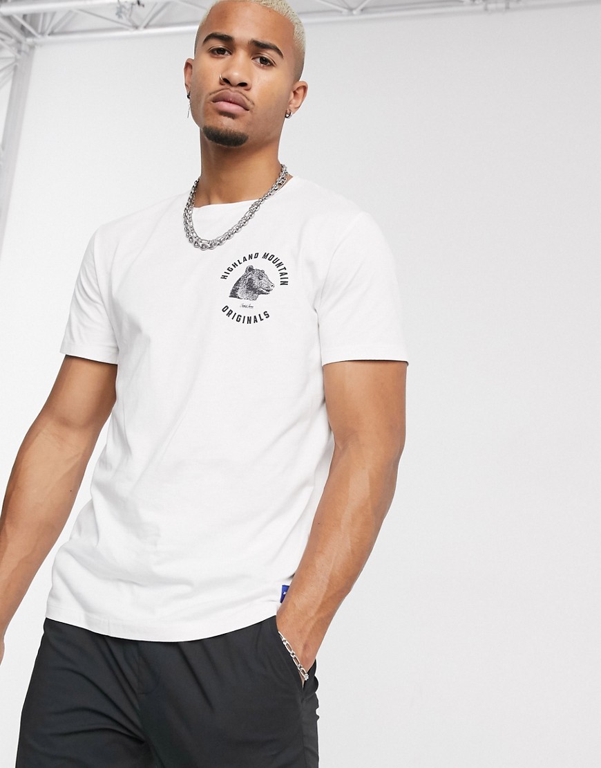 Jack & Jones Originals - T-shirt bianca con logo grafico sul petto-Bianco