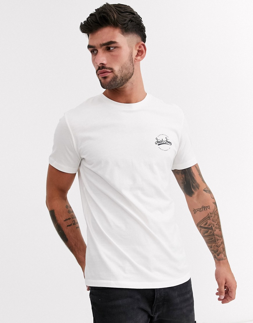 Jack & Jones Originals - T-shirt bianca con logo sul petto-Bianco