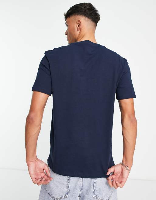 Jack & Jones Originals - T-shirt blu navy con logo ricamato e spalle scivolate , 4 di 4