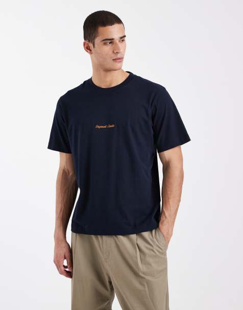 Jack & Jones Originals - T-shirt blu navy con logo sul davanti - view 1