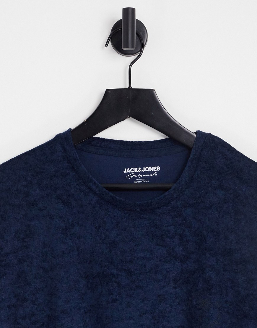 T-shirt blu navy in spugna con stampa di palme - Jack&Jones T-shirt donna  - immagine1