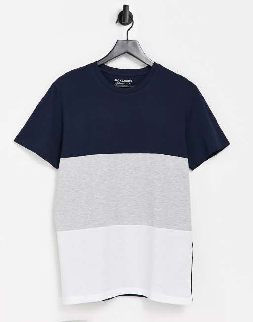Jack & Jones Originals - T-shirt colorblock blu navy 