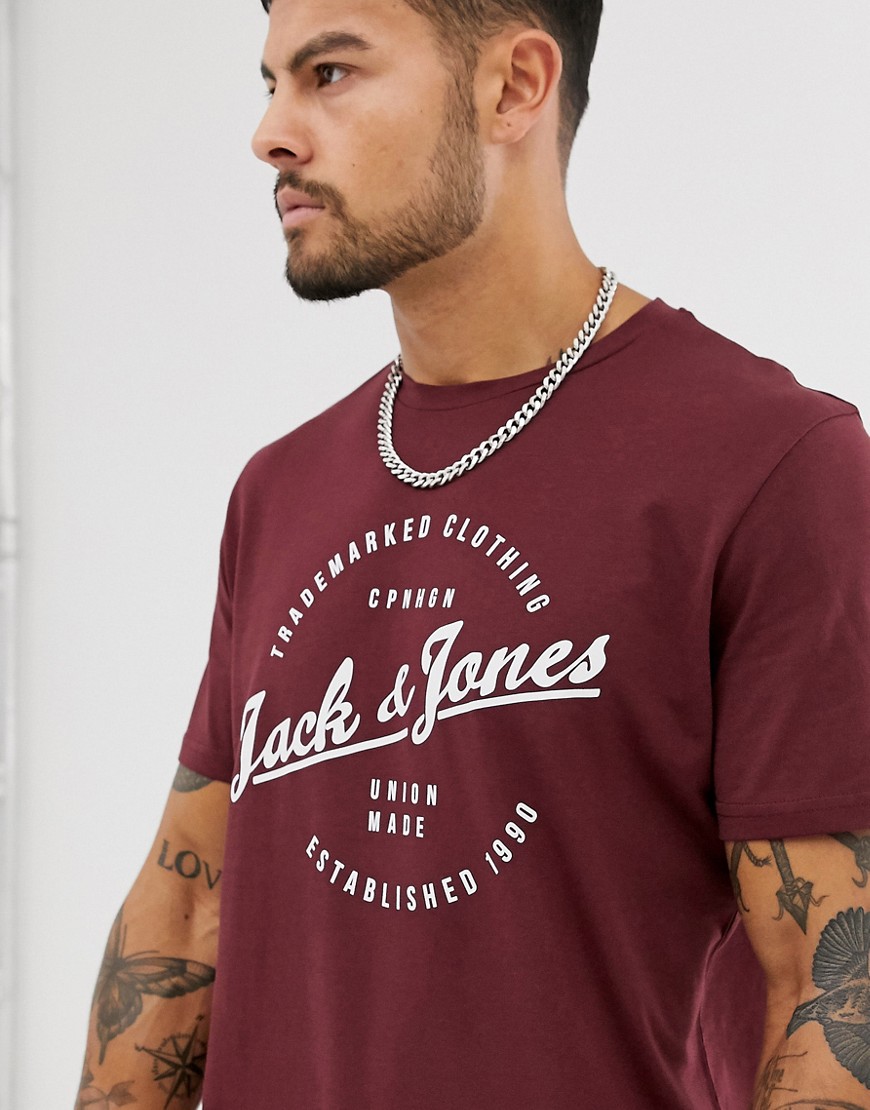 Jack & Jones Originals - T-shirt con logo rotondo-Rosso