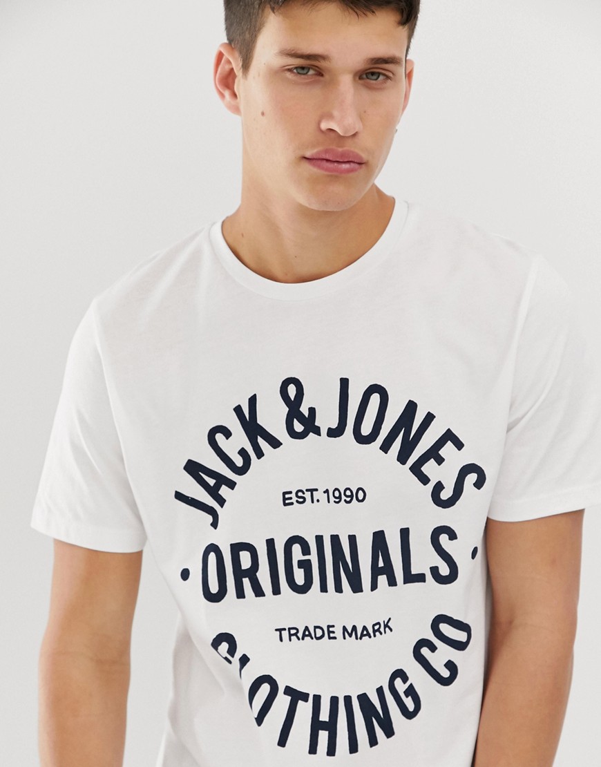 Jack & Jones Originals - T-shirt con scritta-Bianco