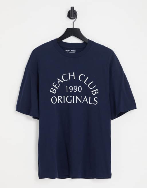 Jack & Jones Originals - T-shirt imprimé sur le devant - Bleu marine 