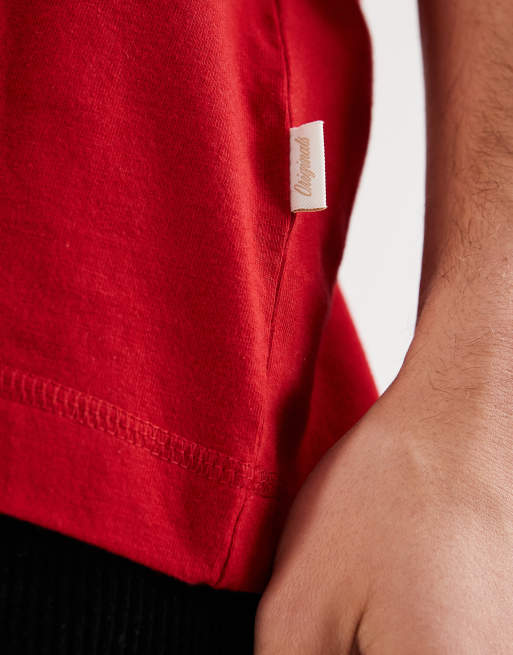Jack & Jones – Originals – T-Shirt in Rot mit Logo vorn, 5 von 5