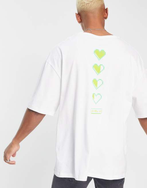 Jack & Jones – Originals – T-Shirt in Weiß mit „Game Life“-Rückenprint und Oversize-Passform