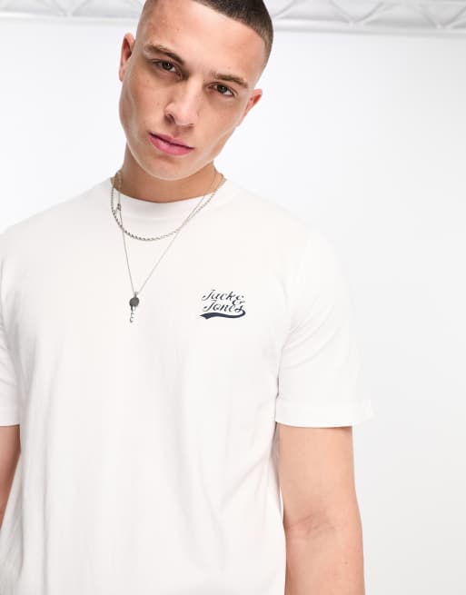Jack & Jones Originals – T-Shirt in Weiß mit Logo auf der Brust 