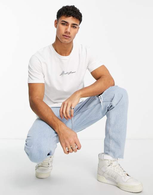 Jack & Jones Originals t-shirt in with sketch logo in ecru | ASOS