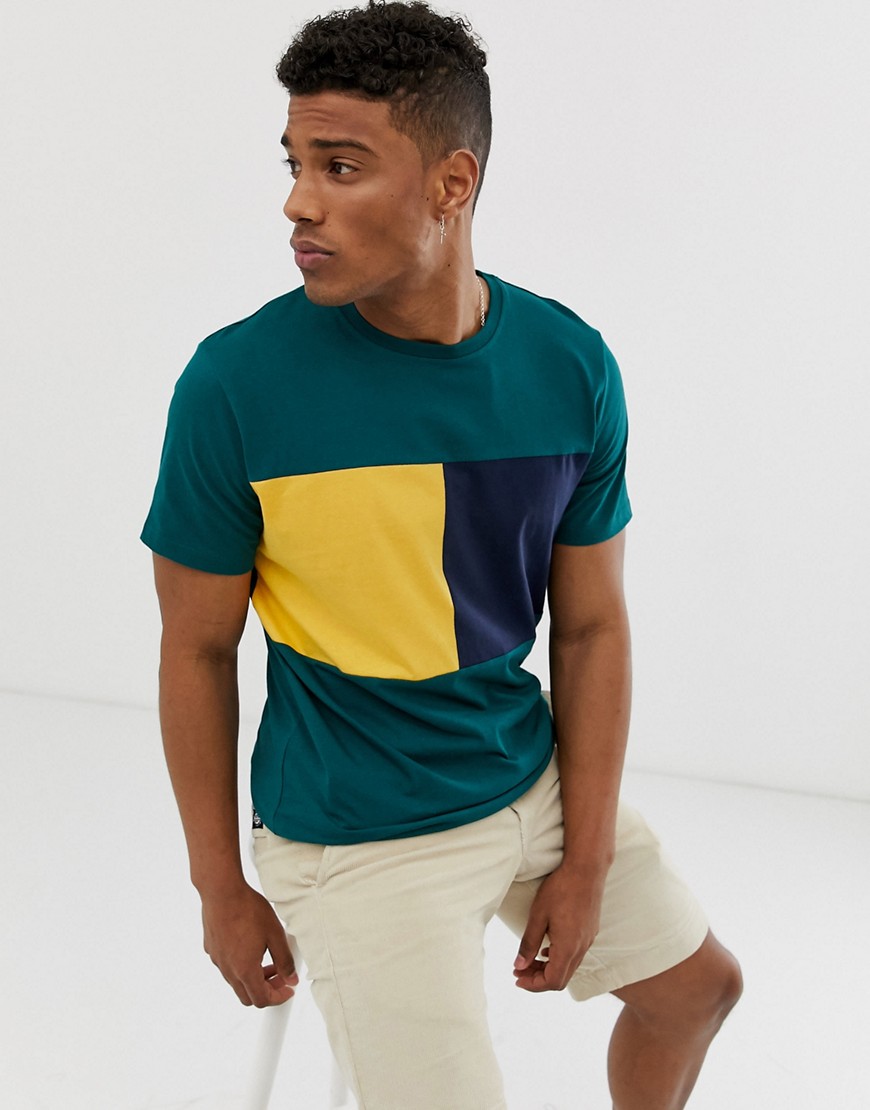 Jack & Jones – Originals – T-shirt med kontrastdetalj-Grön