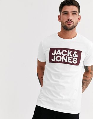 Jack & Jones – Originals – T-shirt med logga på bröstet-Vit