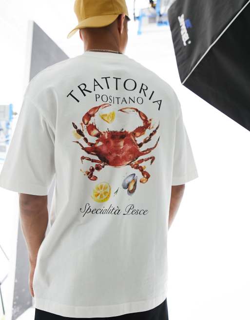 Jack & Jones Originals - T-shirt met grote krabprint achterop in crème