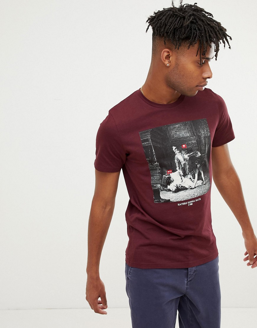 Jack & Jones Originals - T-Shirt met social media print-Rood